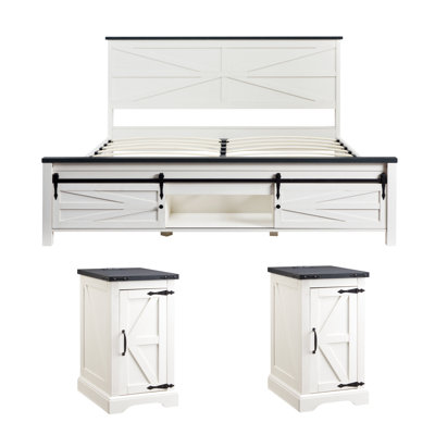 3 Piece Bedroom Set With Bed And 2 Nightstand