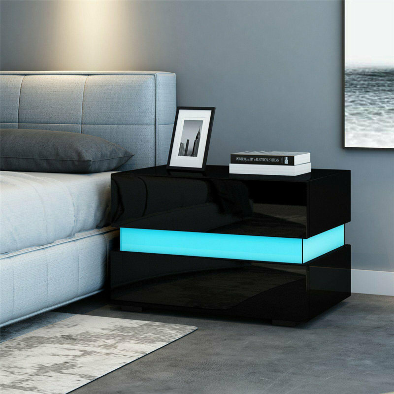 Rathbone 60cm W Particle Board / Chipboard Bedside Table, Black