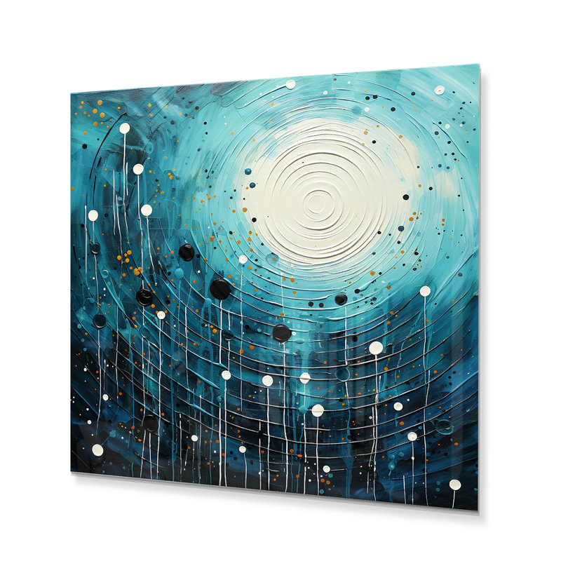Lune bleue minimalisme II - impression de collages abstraits sur métal, H 16 po x l 16 po x P 1 po