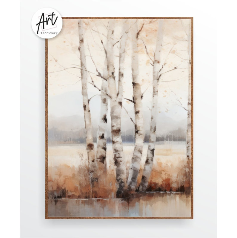 Burch, aquarelle, décor de maison de lac, décor de ferme, paysage naturel, H 20 po x l 48 po x P 0,75 po, Toile tendue