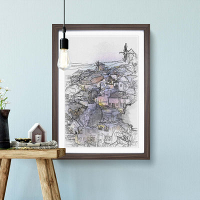 The Santorini Skyline in Greece in Abstract - Framed Print