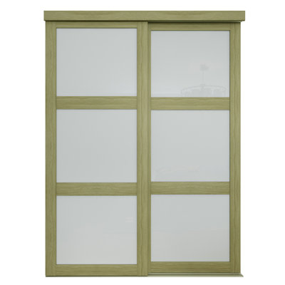 48 po x 80 1/2 po Porte coulissante en verre givré opaque 3-Lite, sésame