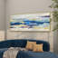 Bleu et doré, peinture encadrée abstraite