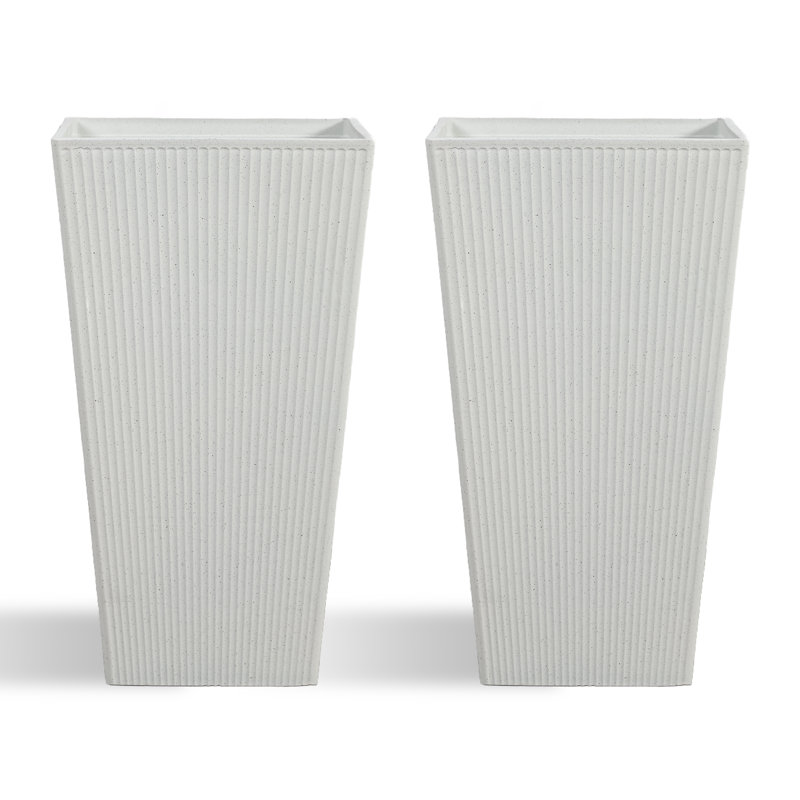28.4-Inch Tall PE Fluted Tapered Planter Pot, White