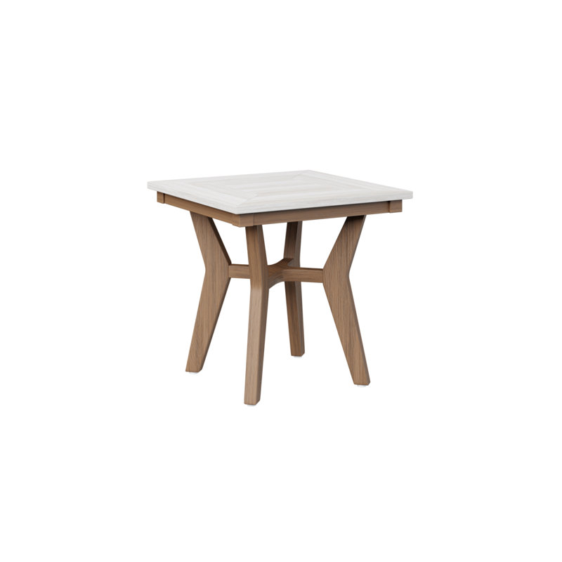 Mayhew Outdoor Square Side Table, Antique Mahogany, Seashell