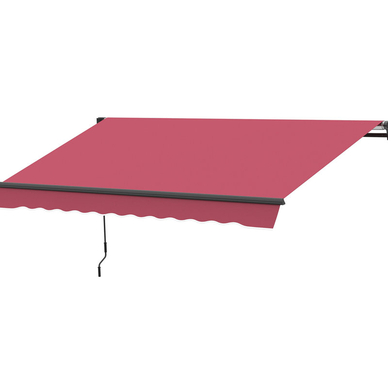 Auvent rétractable rouge pour terrasse avec manivelle manuelle 10 pi x 8 pi. Et eau - Tissu, cadre en aluminium pour terrasse, cour, balcon. Mousse de caramel écossais