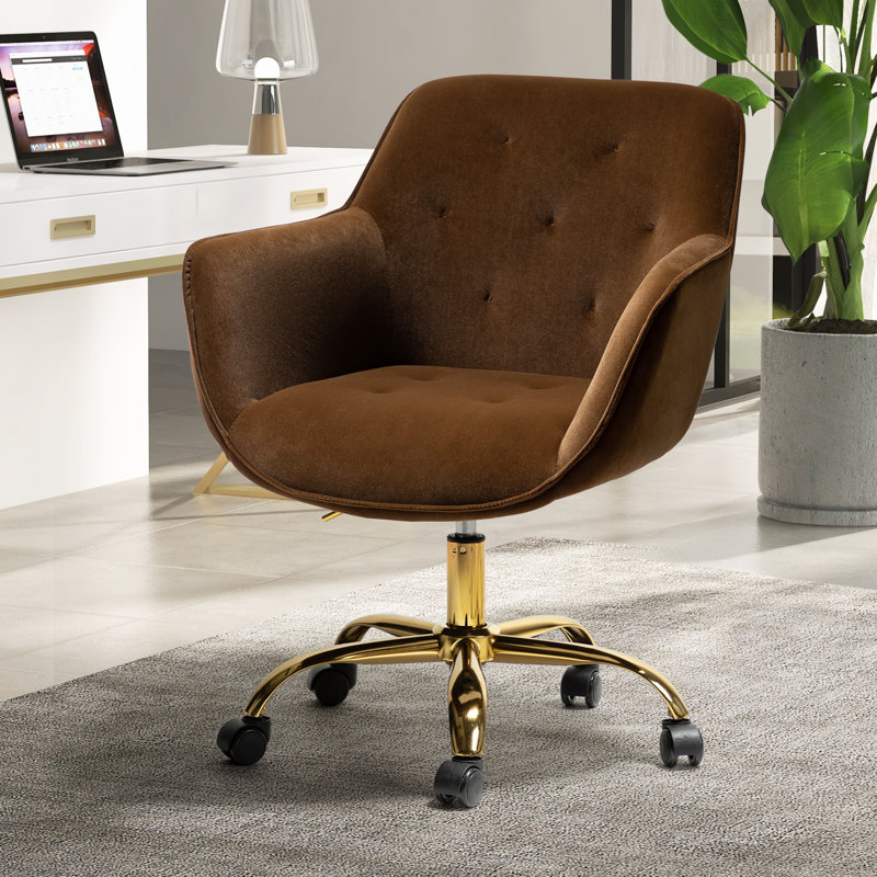 Chaise de travail Clio à hauteur réglable, Velours brun