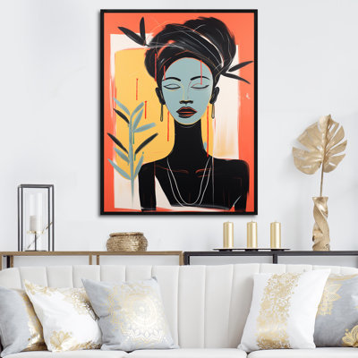 " Black & Pink Traditional African Art Portrait II "