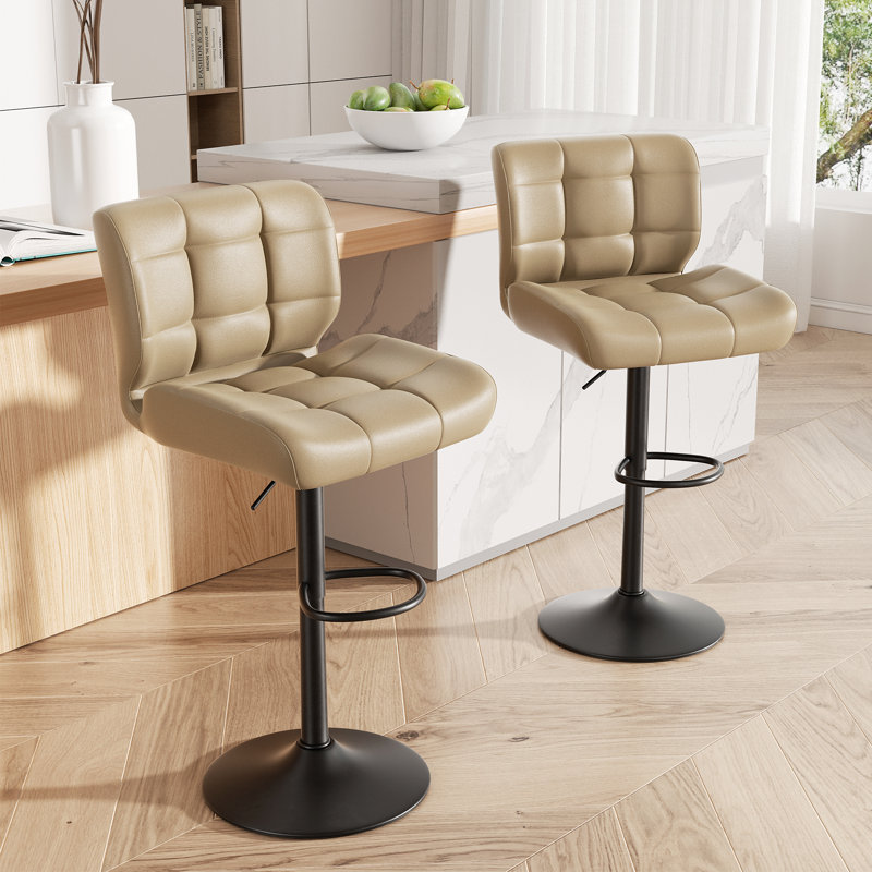 Adjustable Height Counter Stool with Metal Frame, Khaki