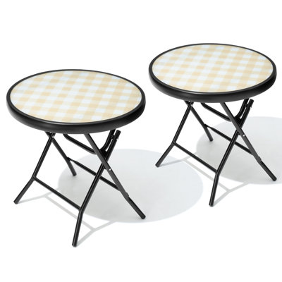 Folded Glass Round Outdoor Side Table