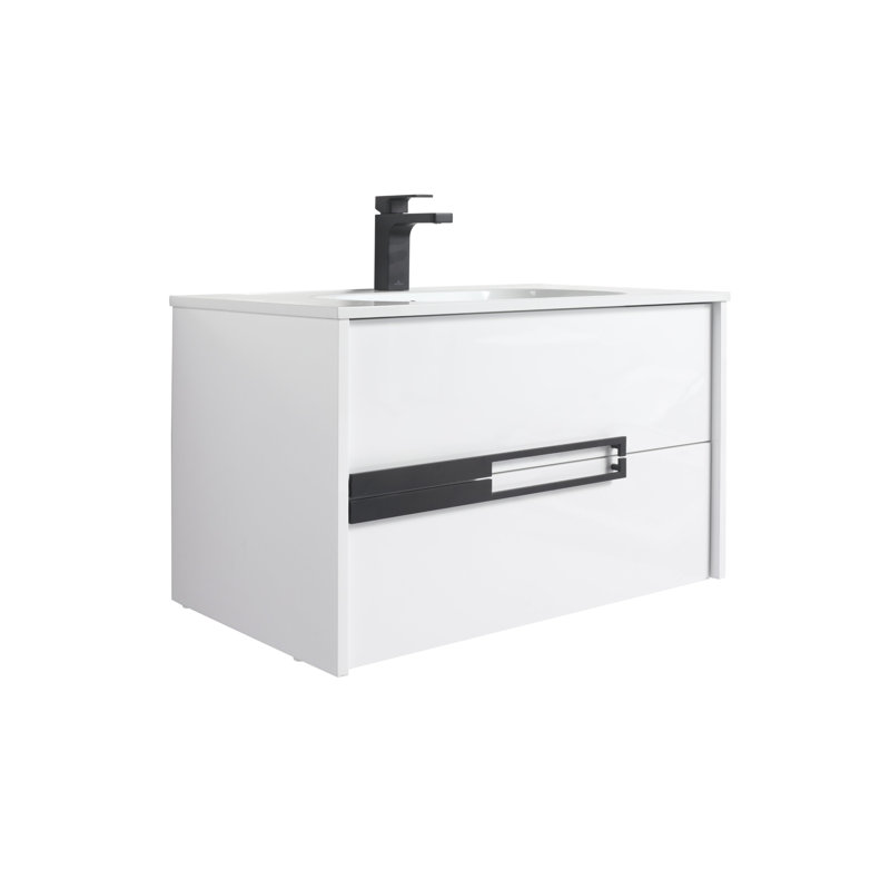 Brest 30 Inch Floating Bathroom Vanity with Sink – Wall-Mounted Wooden Vanity Cabinet , Soft-Close Storage & Modern Design
