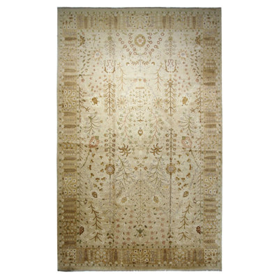 Agra Hand Knotted Khaki /Latte 15x24 Oversize Rug