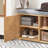 Entryway Storage Bench with Cushioned Seat, Drawers, Doors and Open Shelves, Natural Wood Shoe Organizer Bench, 43.3"W x 13.8"D x 17.7"H