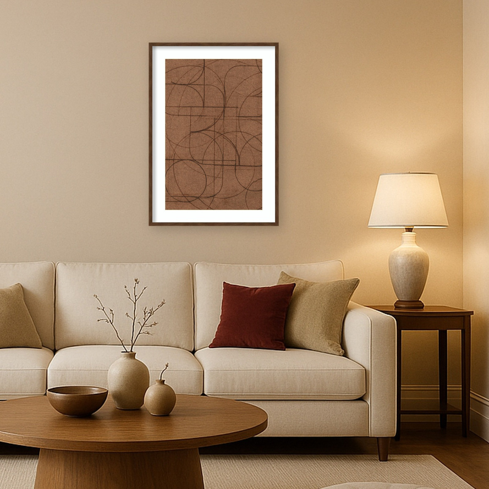 Curved 1 Print by Dan Hobday, 41" H x 29" W, Carlisle Brown Narrow Framed Print with Mat