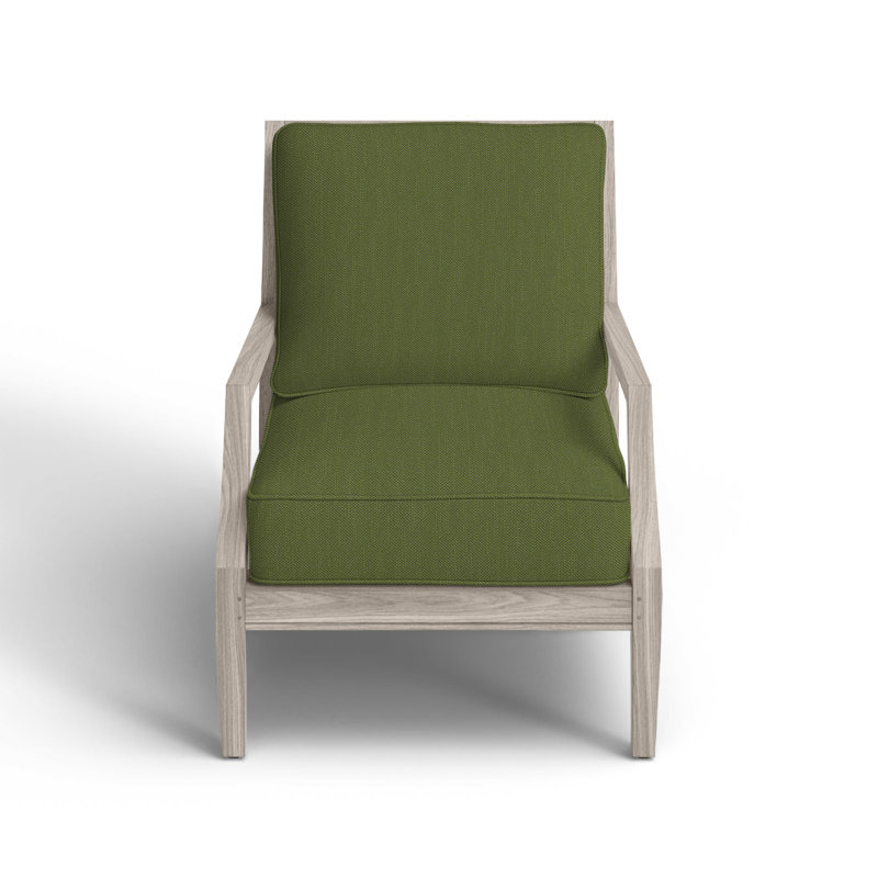 Chaise longue en teck Haley - Huître, Teck huître, Welt + bourre standard, Forêt de lin