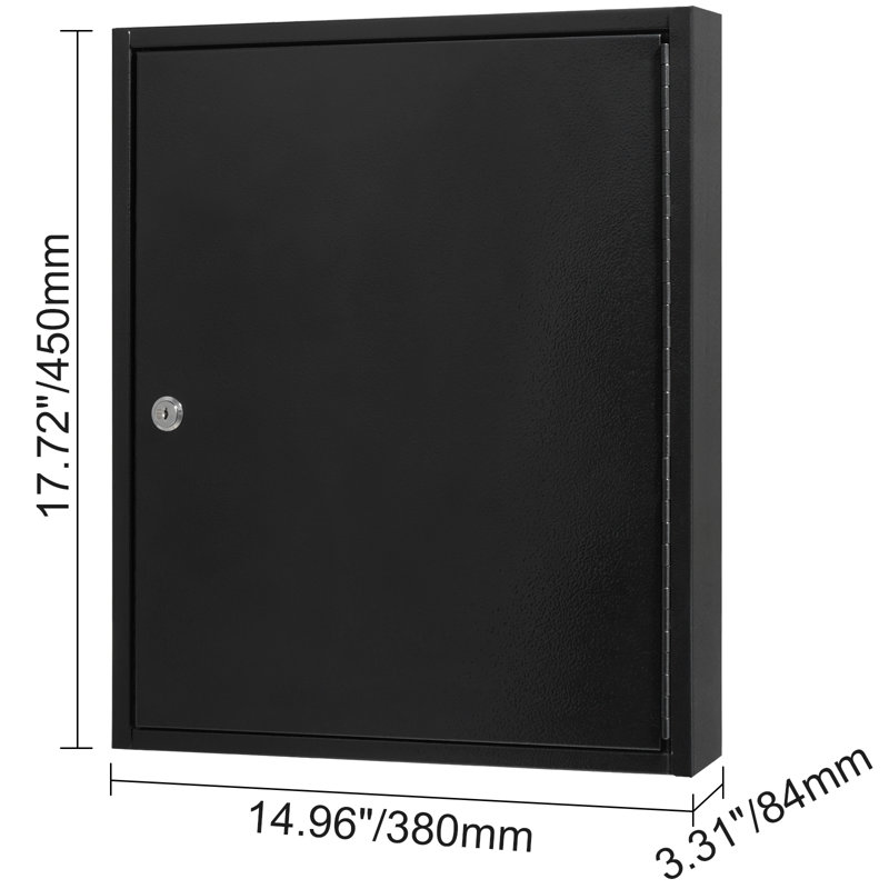Key Cabinet, Key Lock Box with Adjustable Racks, 17.72" H x 14.96" W x 3.31" D