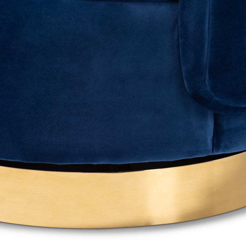 Fauteuil demi-tonneau pivotant avec repose-pieds Krishaun, Bleu