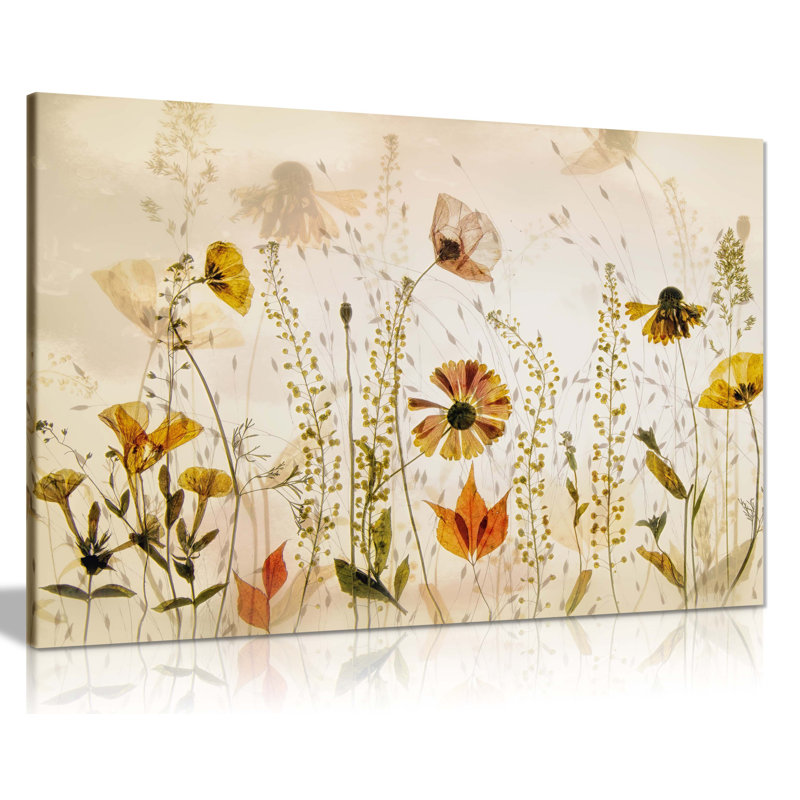 Panther Print Fine Art Prints Yellow Flowers Botanical Garden Painterly Artistic Framed Canvas Prints, Pictures For Home Walls, Bedroom, Living Room & Bathroom Decor - Wrapped Canvas Art Prints