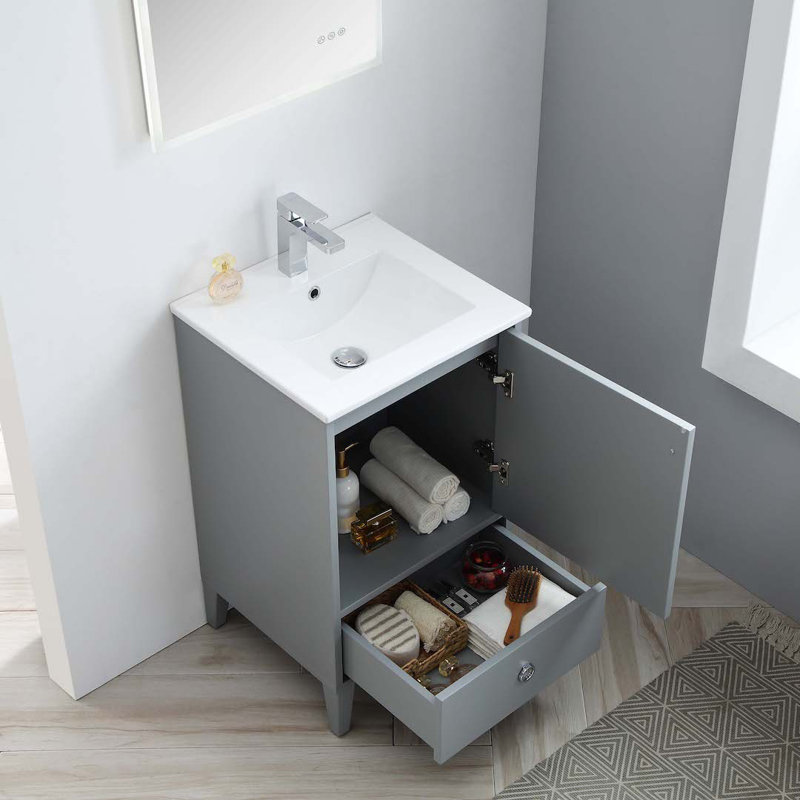 20'' Single Bathroom Vanity with Sink, Metal Grey