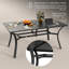 Table de salle à manger rectangulaire robuste avec trou pour parasol et finition grain de bois rétro