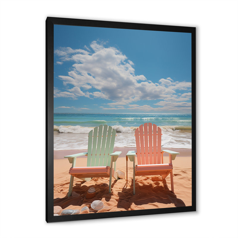 Nautique et plage, art mural sur toile, Cadre photo noir, H 32 po x l 16 po x P 1 po