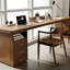 Bureau de direction rectangulaire en bois massif avec tiroirs Walnut-930664525-930664527