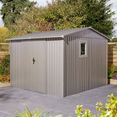 Rowlinson Brentvale 10x10 Premium Apex Metal Shed with Foundation Kit & Assembly