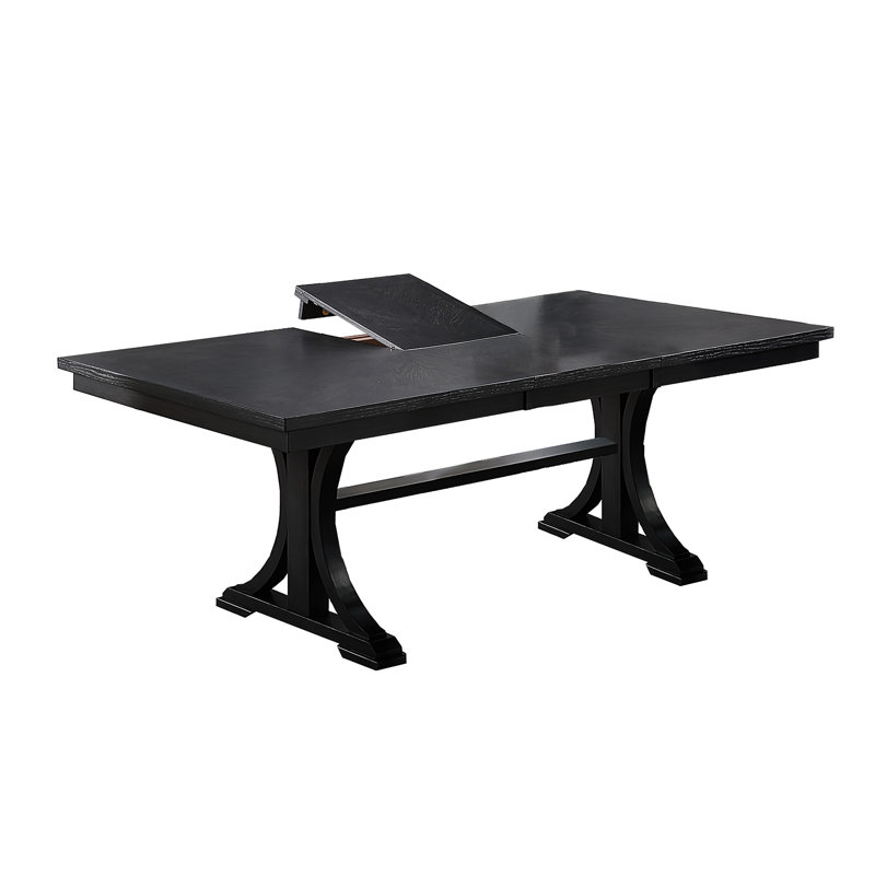 Moderne et élégante table de salle à manger rectangulaire gris anthracite avec base à tréteaux, 6 places assises, base à assemblage simple, mélange contemporain classique, 6 pièces, fabrication en bois d'hévéa
