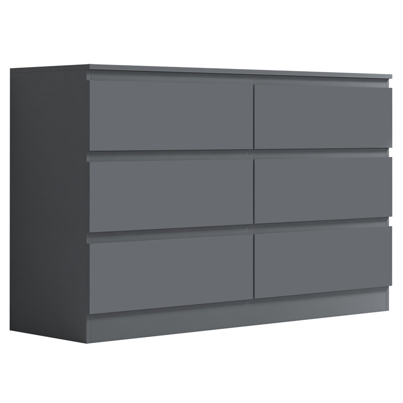 Carlton 6 Drawer Chest Of Drawers. 110cm Wide. 3+3 Configuration. Matt Finish. Scratch Resistant. Modern No Handle Design.