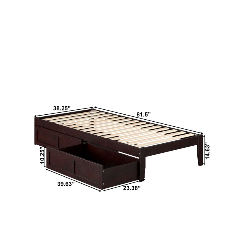 Lit plateforme avec rangement Aayanna, Simple TG, Espresso