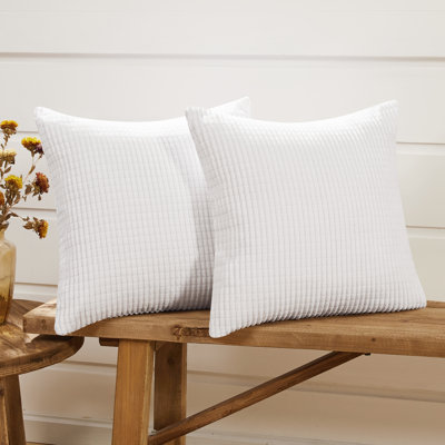 Ribbed Corduroy Square Throw Pillow Covers (Set of 2)