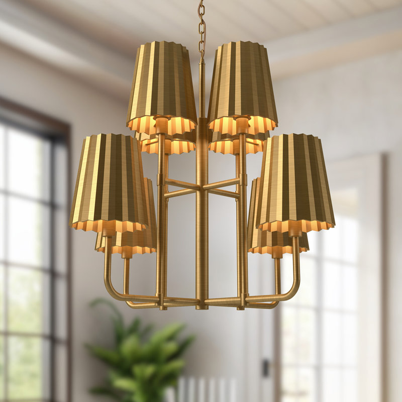 Lustre classique unique à 8 lumières Tindra, Doré vieilli