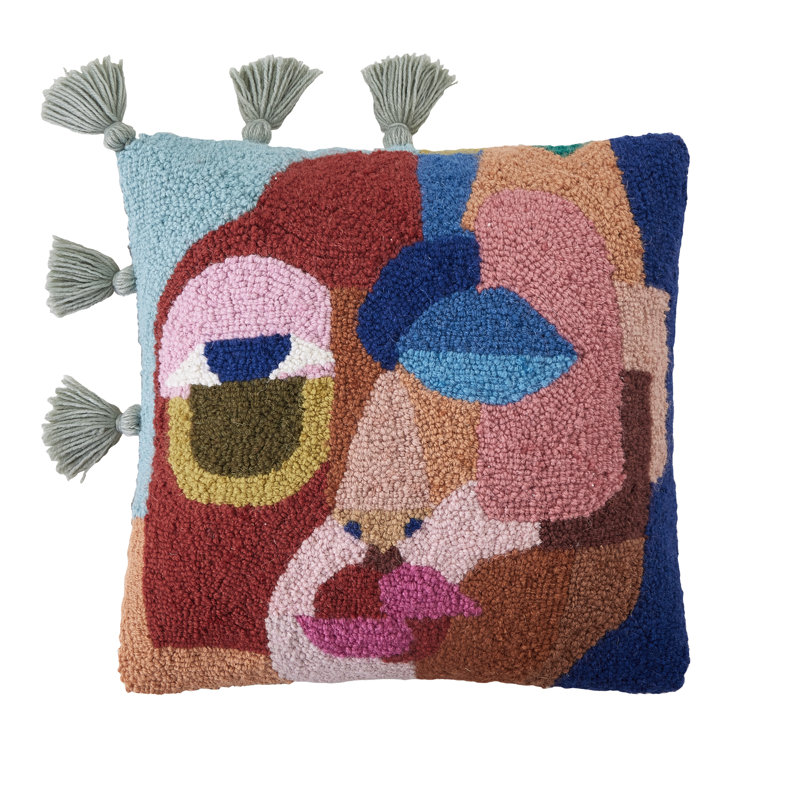 Face With Tassels Wool Hook Pillow