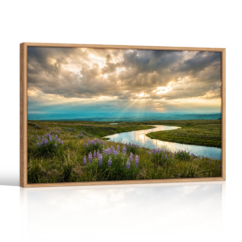 Ensemble de 1 tableau sur toile représentant un paysage de rivière, H 24 po x l 36 po, Naturel