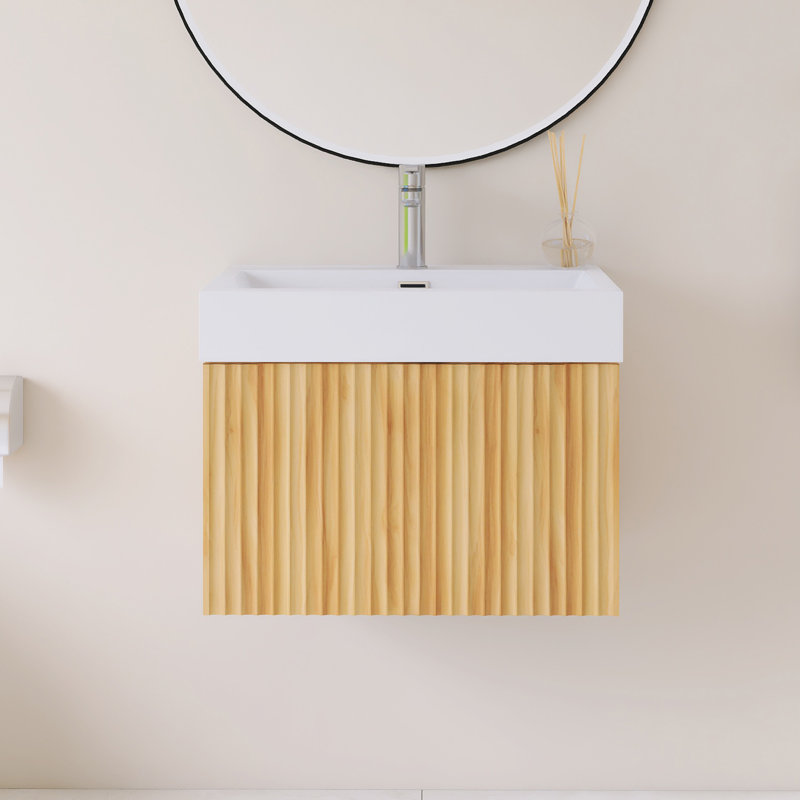 Meuble-lavabo simple 24 po avec plateau intégré en résine blanche 24 po, 24"
