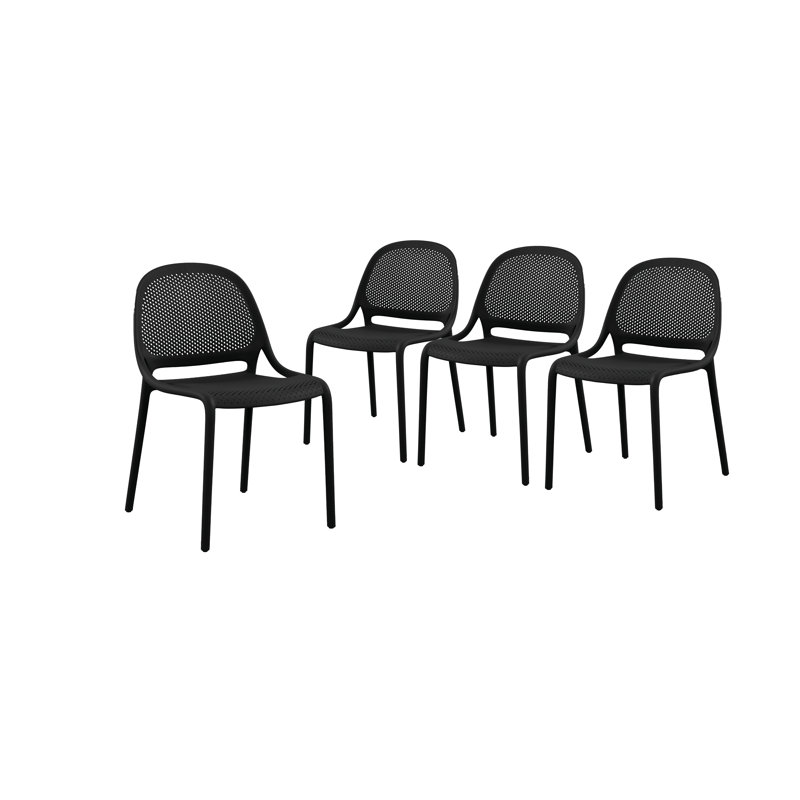 Chaise de salle à manger sans accoudoirs Jessup - noir (4 chaises / boîte), Noir