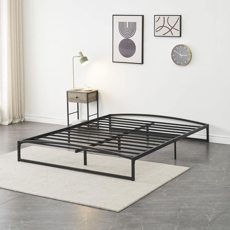 Bed Frame with Velvet Headboard Wingback and Deep Button Tufted Headboard, Full