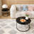 2-Piece Nesting Coffee Table Set, 27.6" Round Marble-Look Side Tables With Sturdy Metal Frame, White