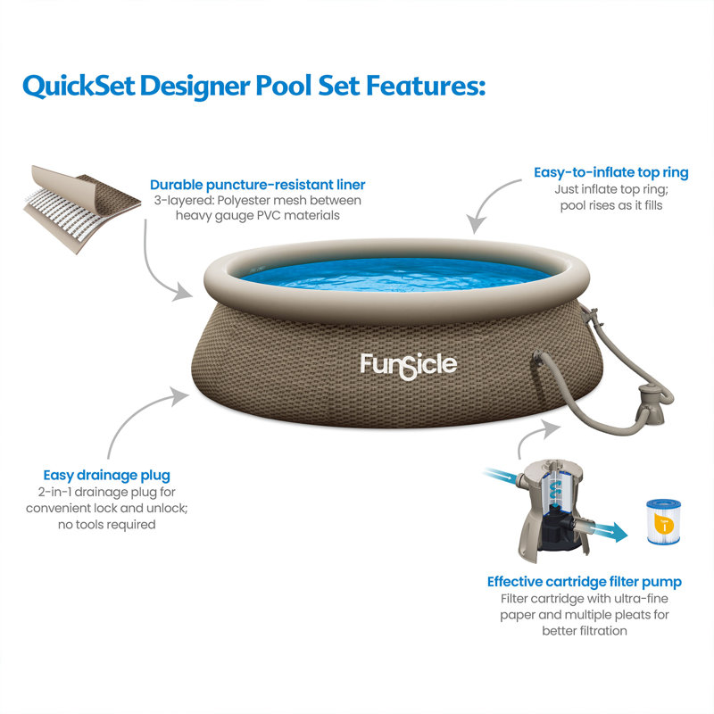 Funsicle 10ft Round Brown Inflatable Above Ground Pool with Pump