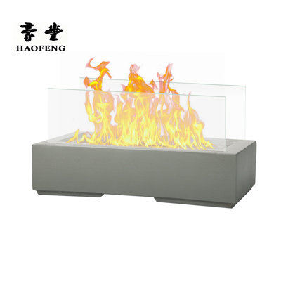 Square Gray Ethanol Handmade Fire Pit
