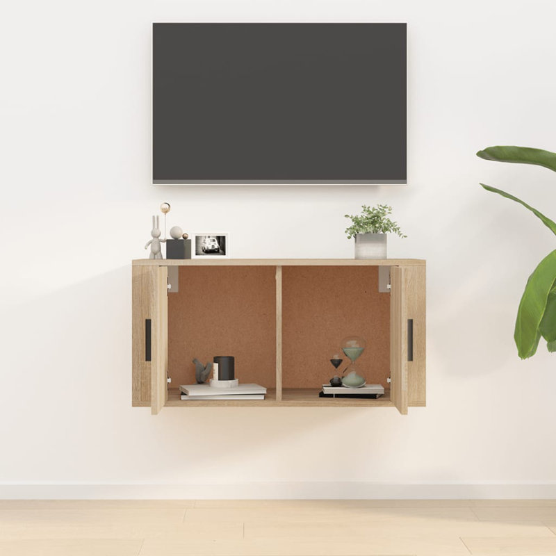 Wall Mounted TV Cabinet, 40cm H x 80cm L x 34.5cm W, Sonoma Oak