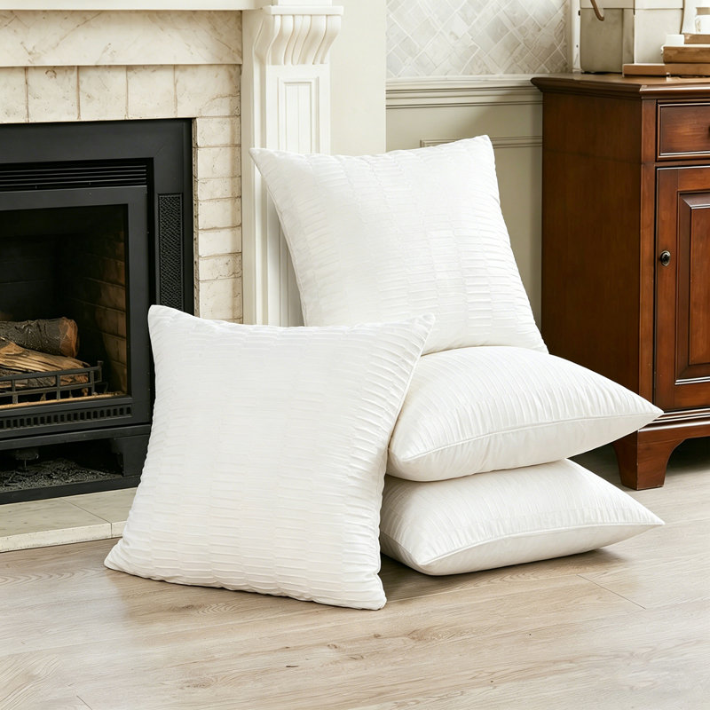Velvet Pleated Throw Pillow Cover, Gardenia