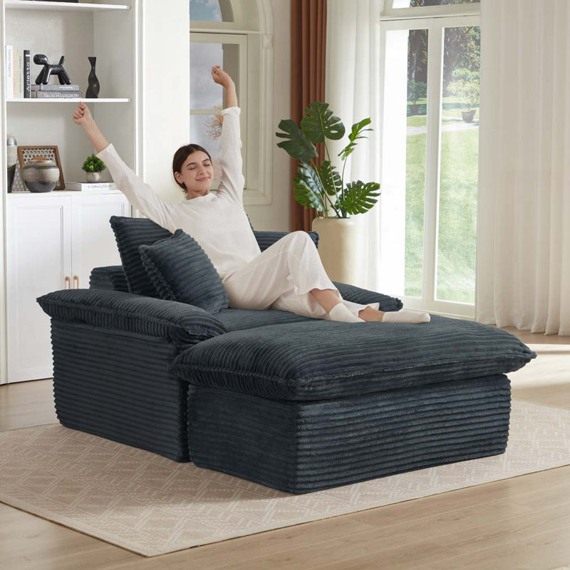 Méridienne avec repose-pieds, coussin lombaire, Gris foncé
