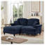 Élégant canapé modulaire en L en chenille bleue avec jupes détachables et pieds fuselés-1296559642-1296559641