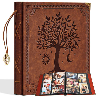 Album photo 10 x 15 cm, 600 pochettes, format horizontal et vertical, idéal pour les mariages, anniversaires, photos de famille ou de voyage (brun).