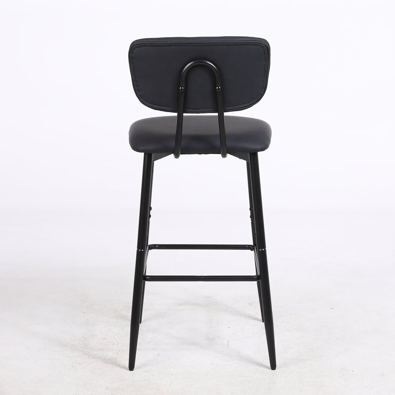 Upholstered Counter Stool with Metal Frame, Black