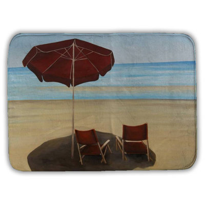 Relax at the beach Bath Mat with Non-Slip Backing - Quick Dry Memory Foam Bathroom Rug - Absorbent - Modern Plush Spa-Style - Machine Washable