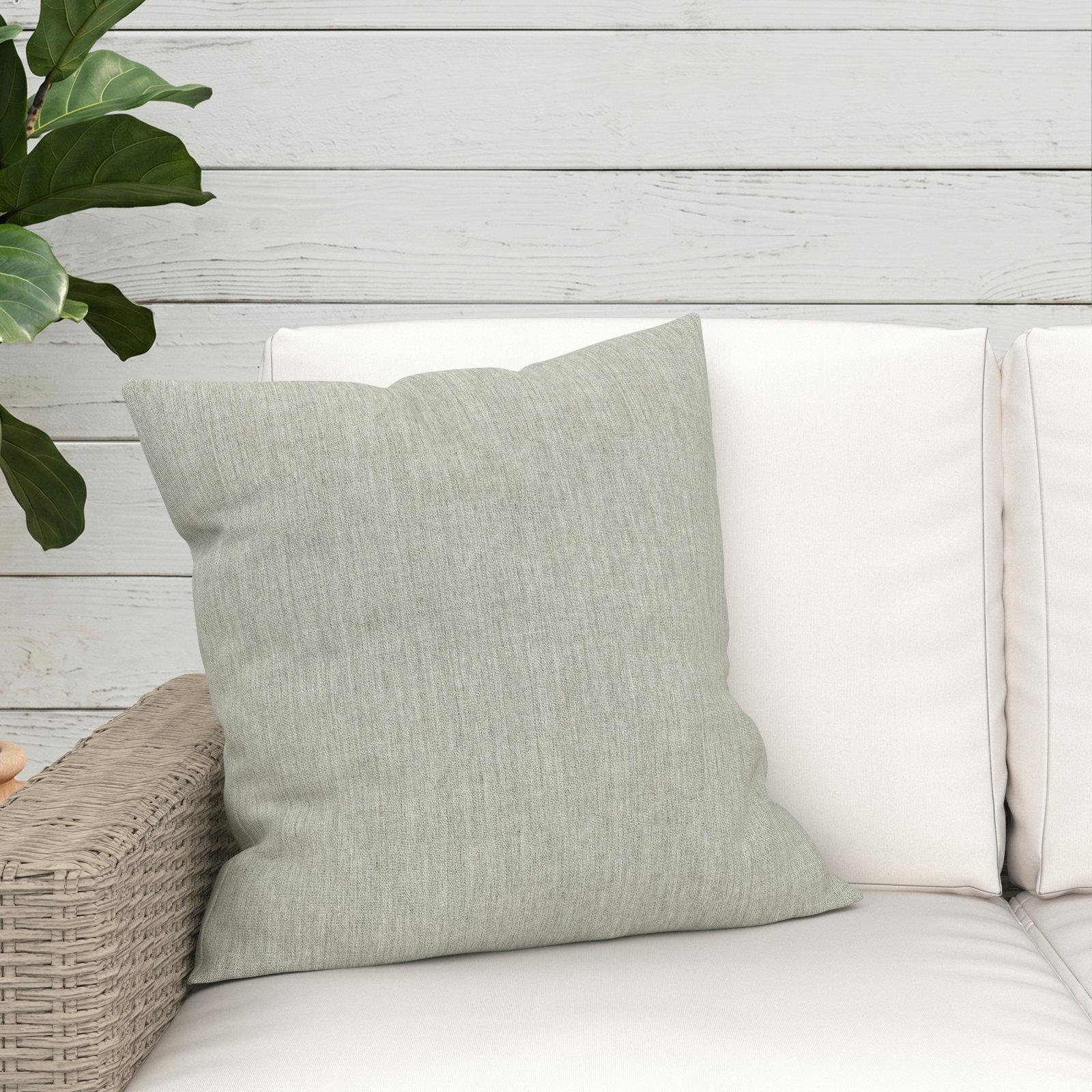 Sunbrella® Throw Pillow, Square 20", Canvas Granite Sunbrella® Canvas