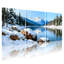 «Winter forest Snowy Mountains Reflect In Calm Lake Water», ensemble de 3 impressions sur toile-730816250