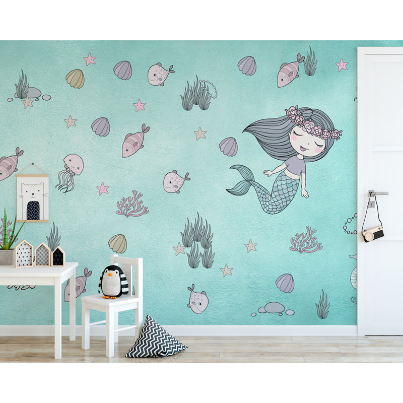 Papier peint Mermaid Ariel Starfish Kids, L 114 po x l 204 po